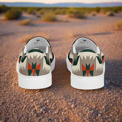 Women’s Southwest Print, Custom Slip-on Canvas Shoes, Geometric Pattern, Big Mesa, Two-Tone