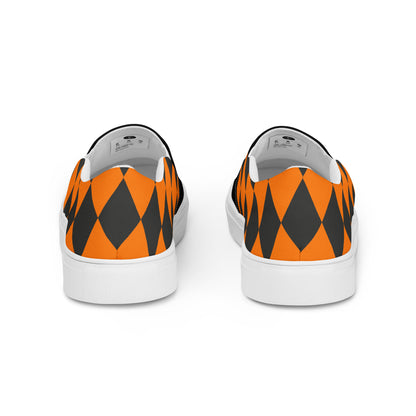 GeoMetro | Women’s Slip-On Canvas Shoes | Harlequin Orange 2Tone