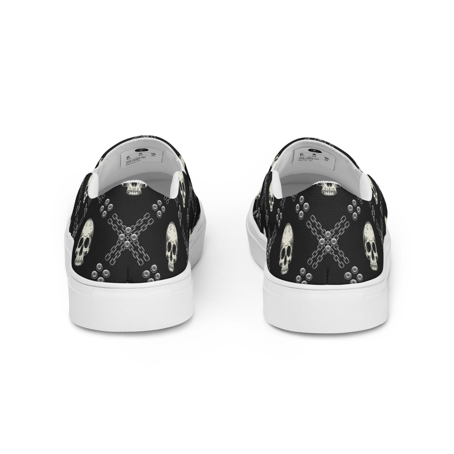 GeoMetro | Women’s Slip-On Canvas Shoes | Black Skulls