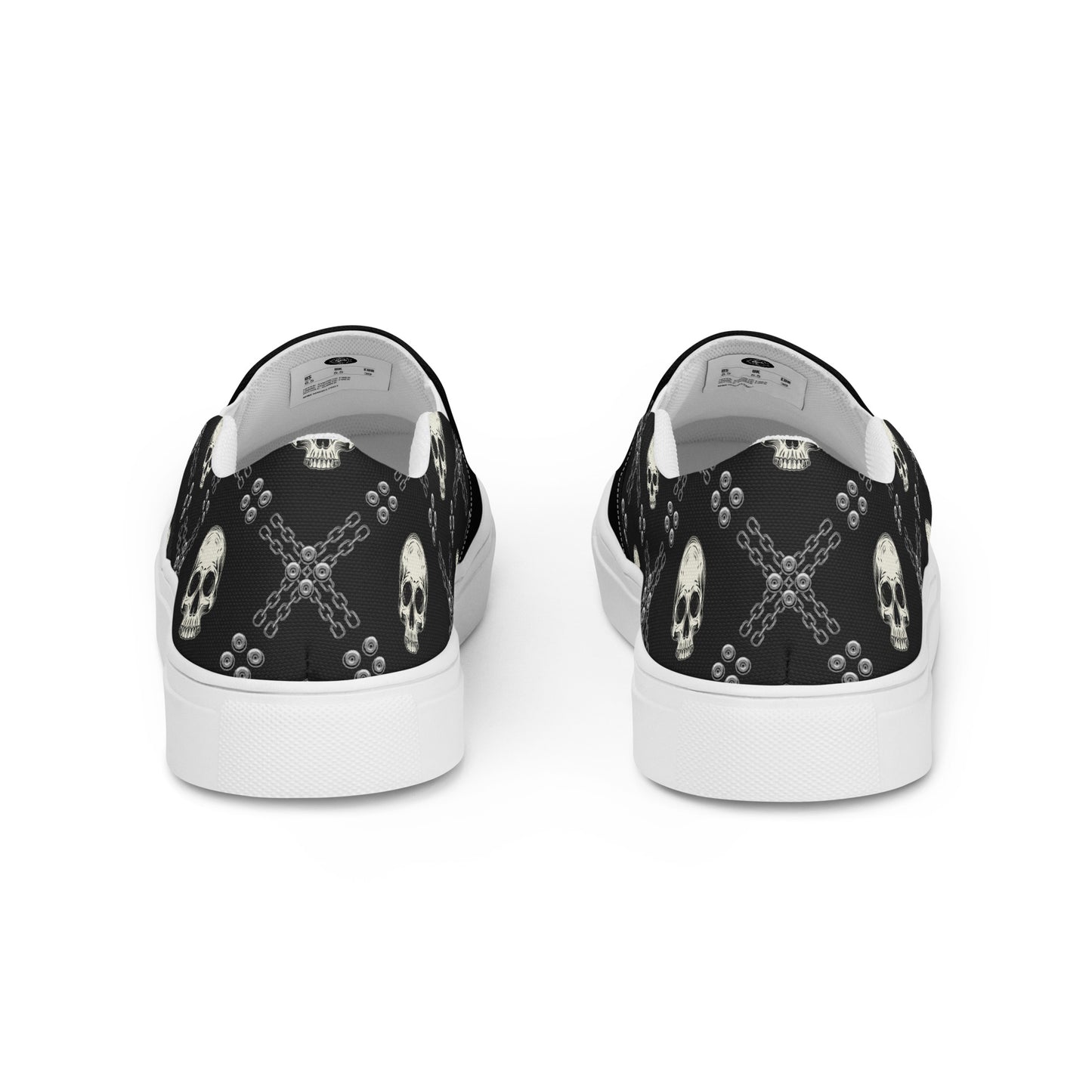 GeoMetro | Women’s Slip-On Canvas Shoes | Black Skulls 2Tone