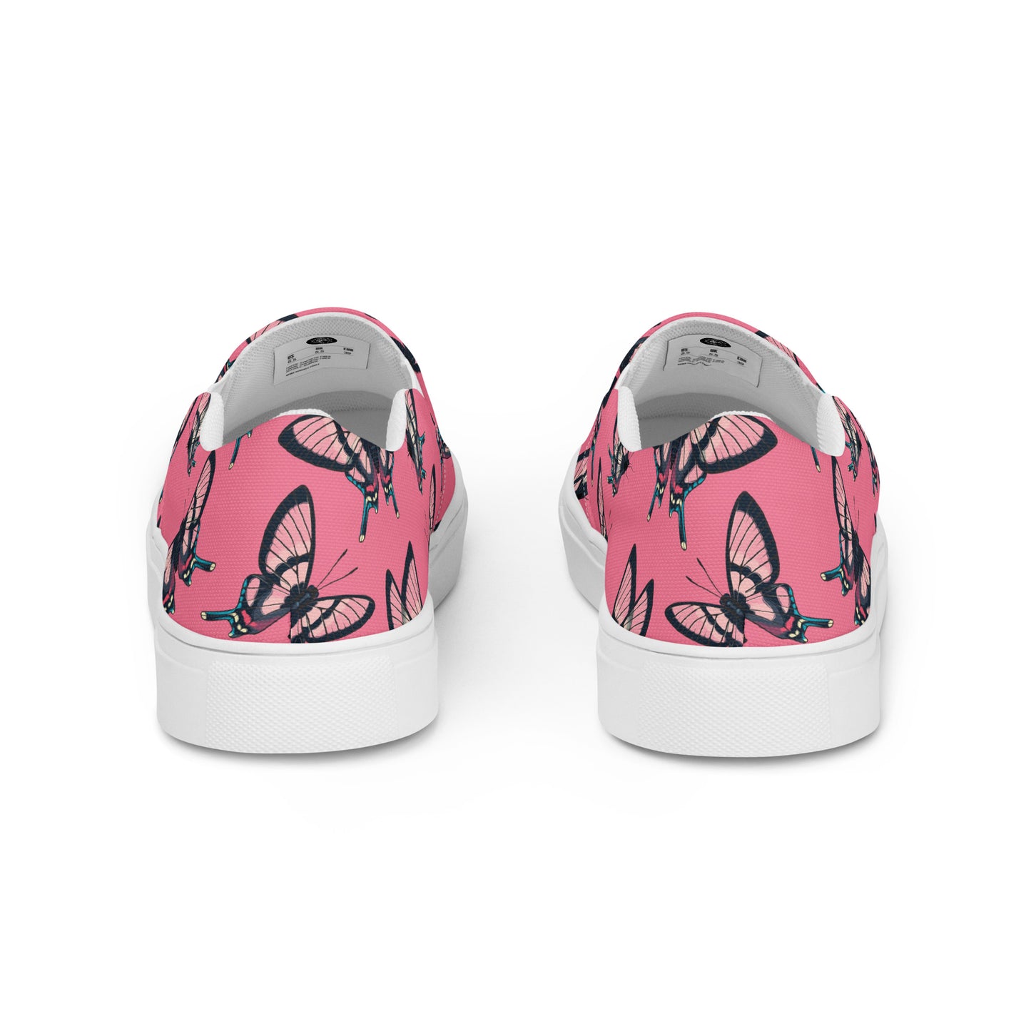 Eden Garden | Women’s Slip-on Canvas Shoes | Pink Black Butterflies