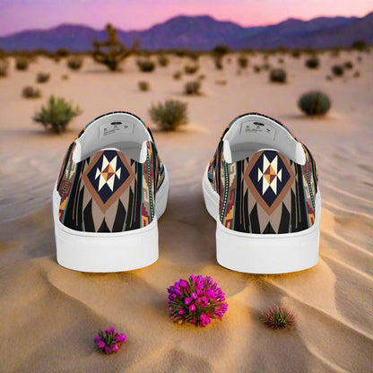 Southwest Pattern Women’s Custom Slip-on Shoes, Native American Geometric Pattern