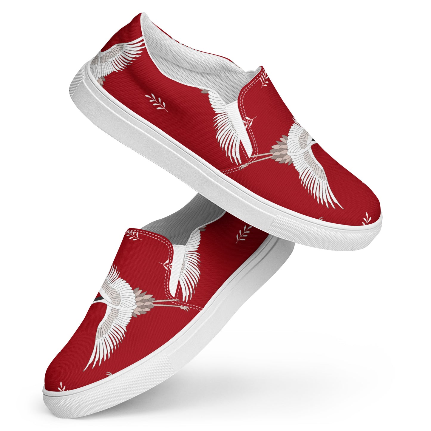 Silk Road | Women’s Slip-on Canvas Shoes | Red Crane