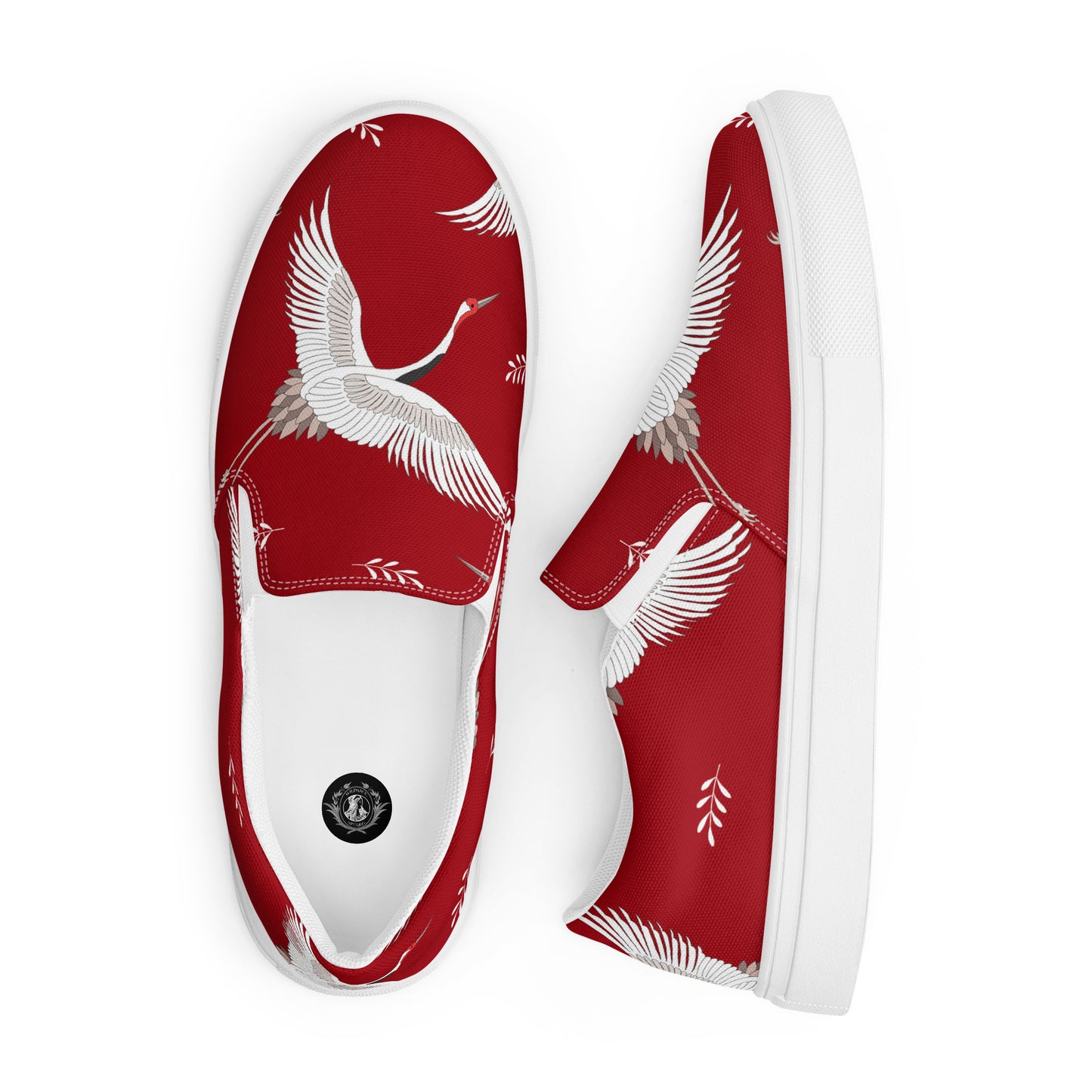 Silk Road | Women’s Slip-on Canvas Shoes | Red Crane