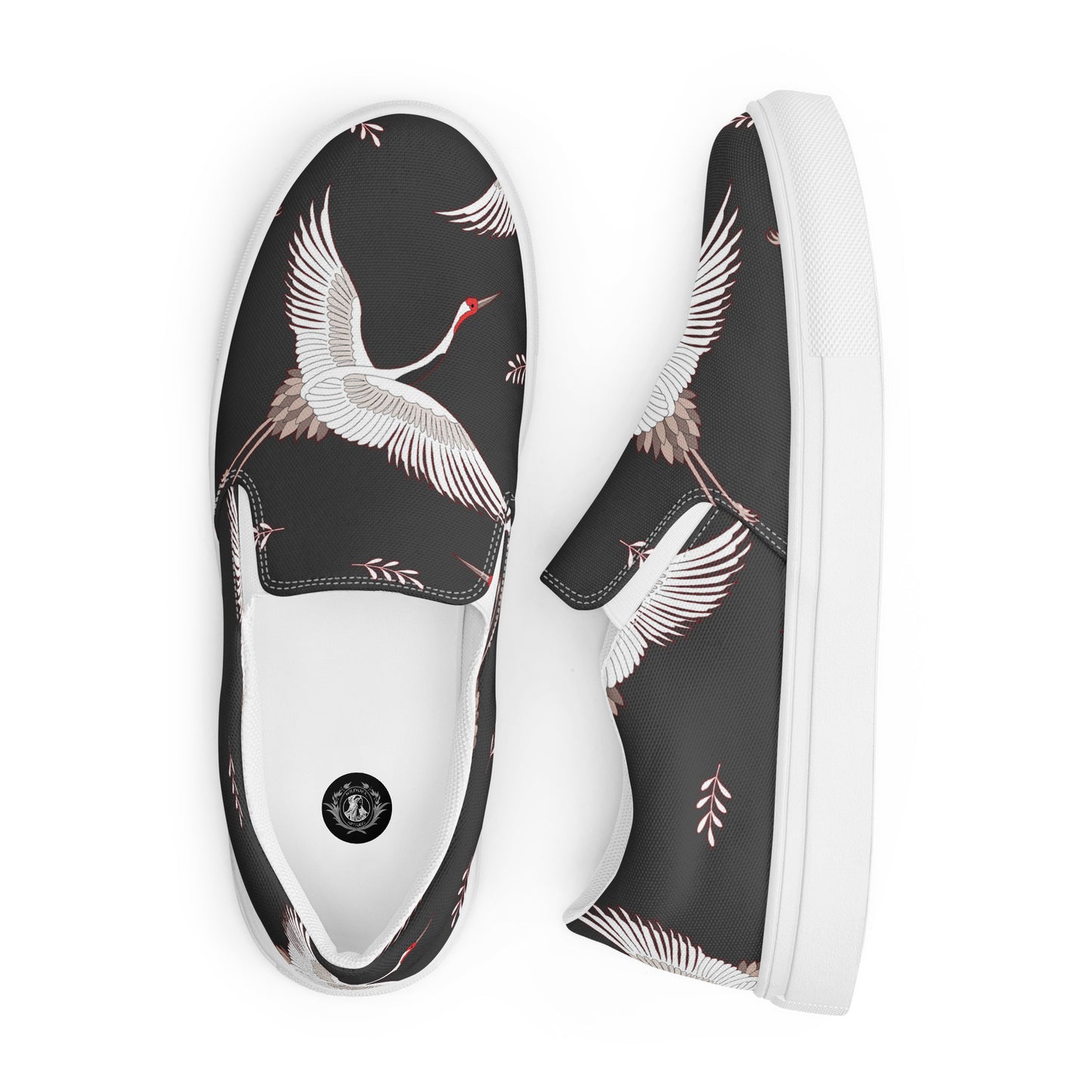 Silk Road | Women’s Slip-on Canvas Shoes | Black Crane