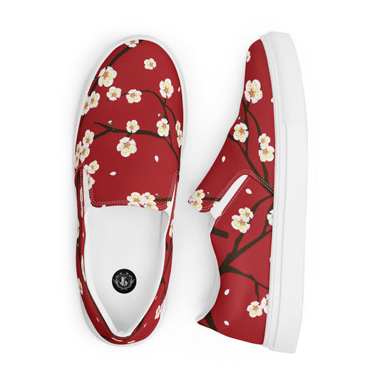 Silk Road | Women’s Slip-on Canvas Shoes | Red Blossom