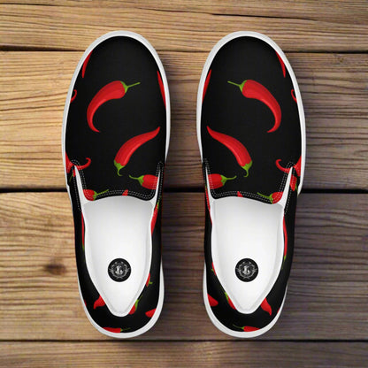 Women’s Floral Print, Slip-on Canvas Shoes, Hot Chili
