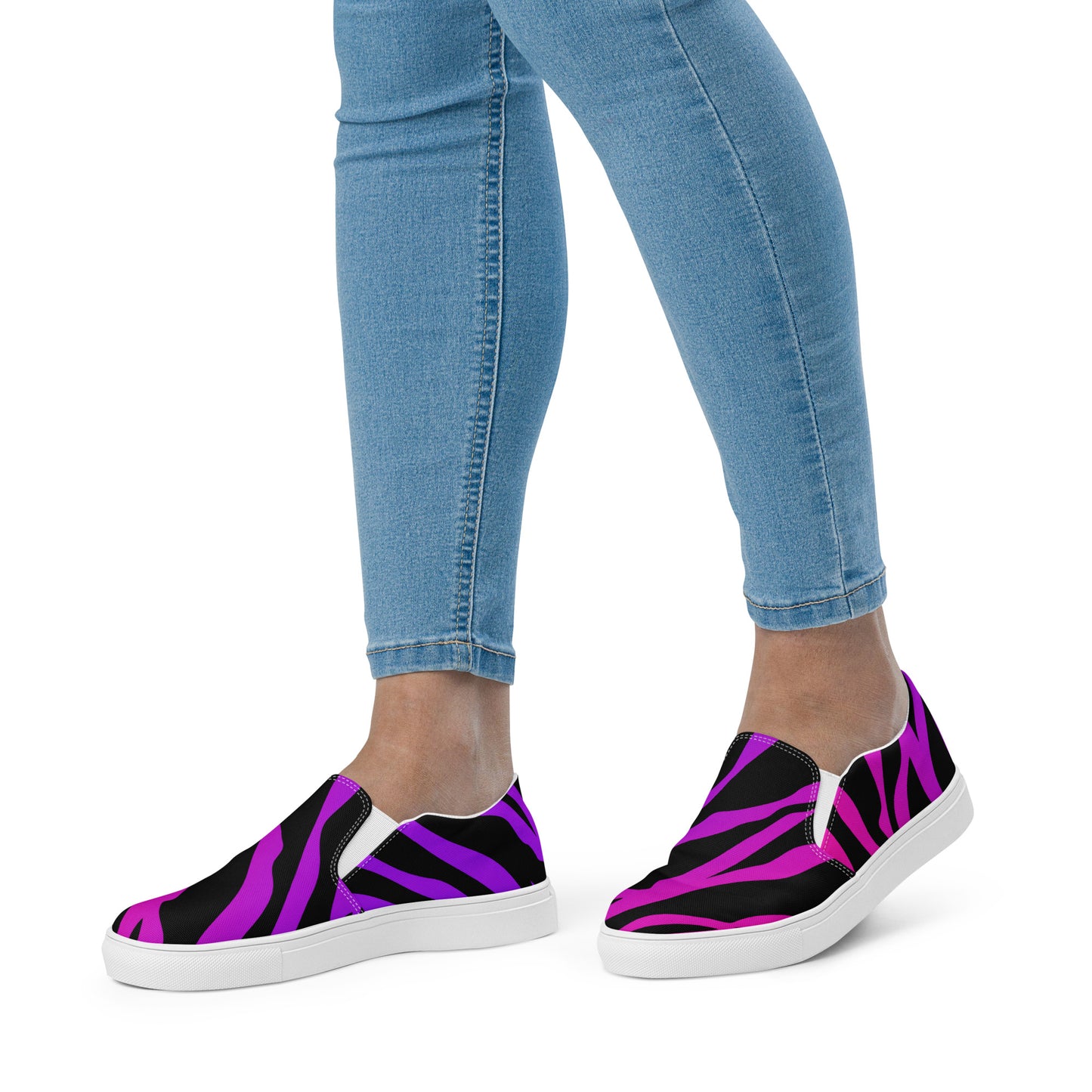 Eden Garden | Women’s Slip-on Canvas Shoes | Purple Zebra