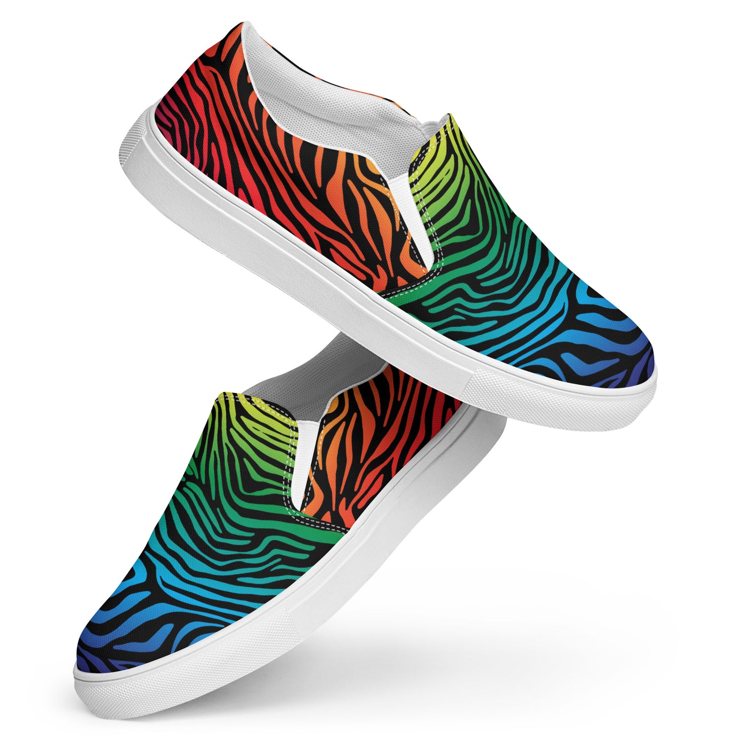 Eden Garden | Women’s Slip-on Canvas Shoes | Rainbow Zebra