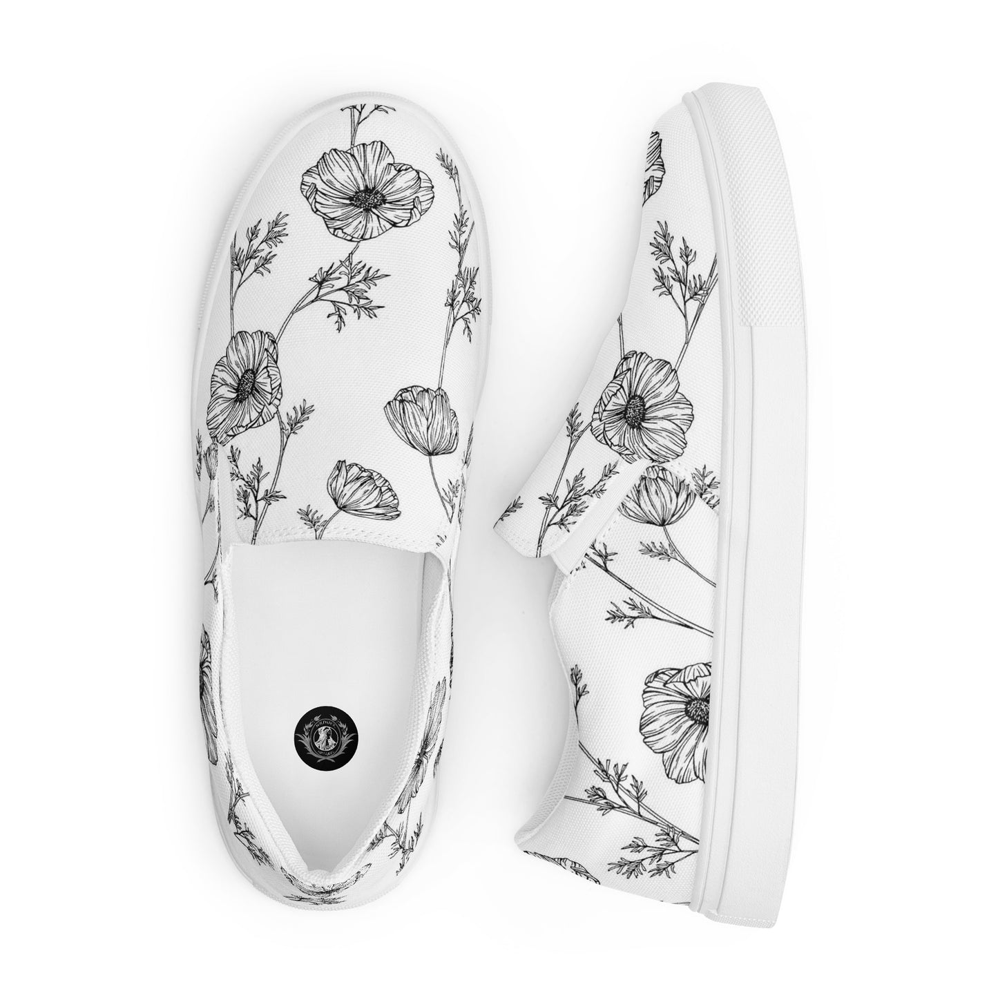 Eden Garden | Women’s Slip-on Canvas Shoes | White Poppy