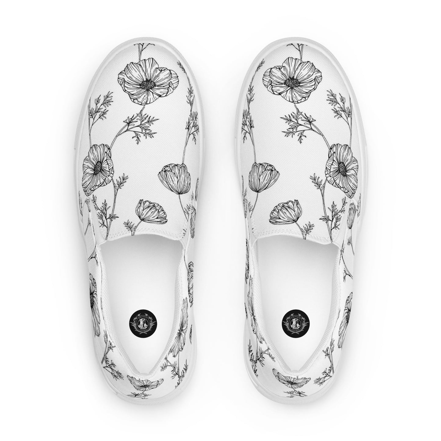 Eden Garden | Women’s Slip-on Canvas Shoes | White Poppy