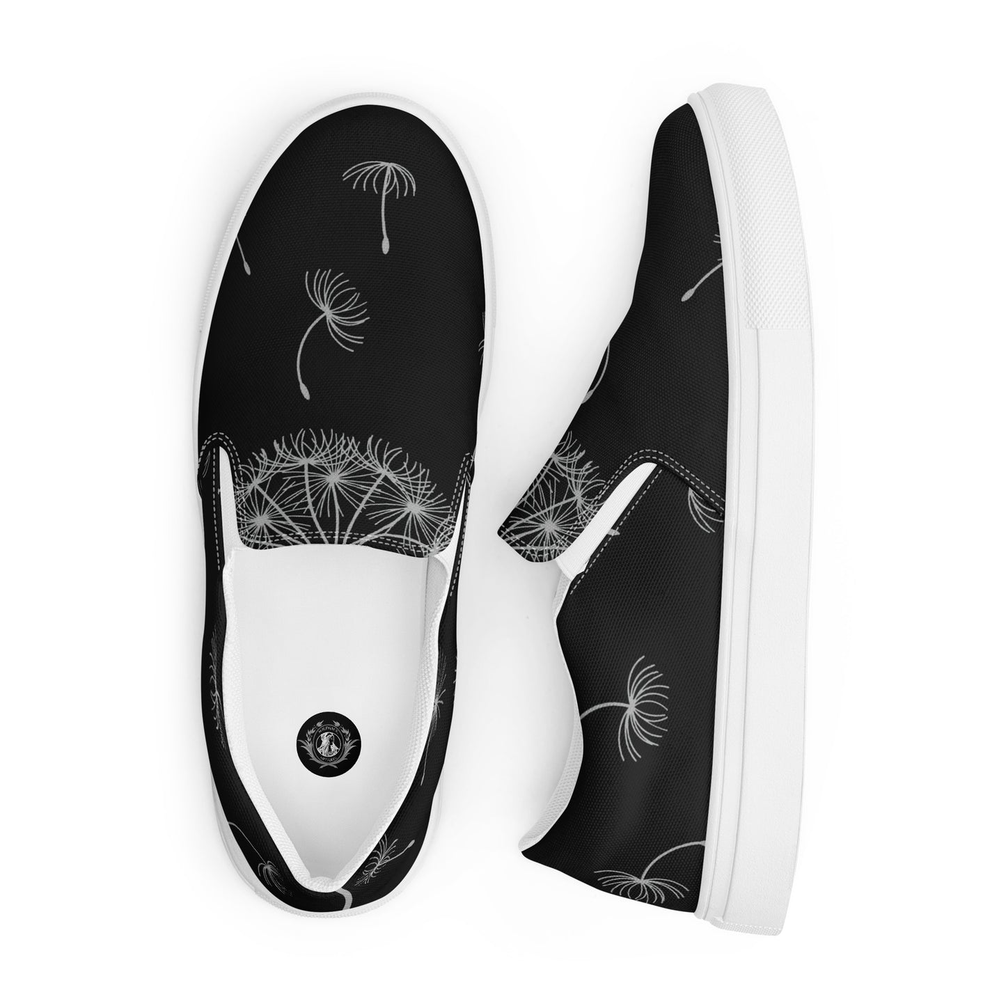 Eden Garden | Women’s Slip-on Canvas Shoes | Black Dandelion