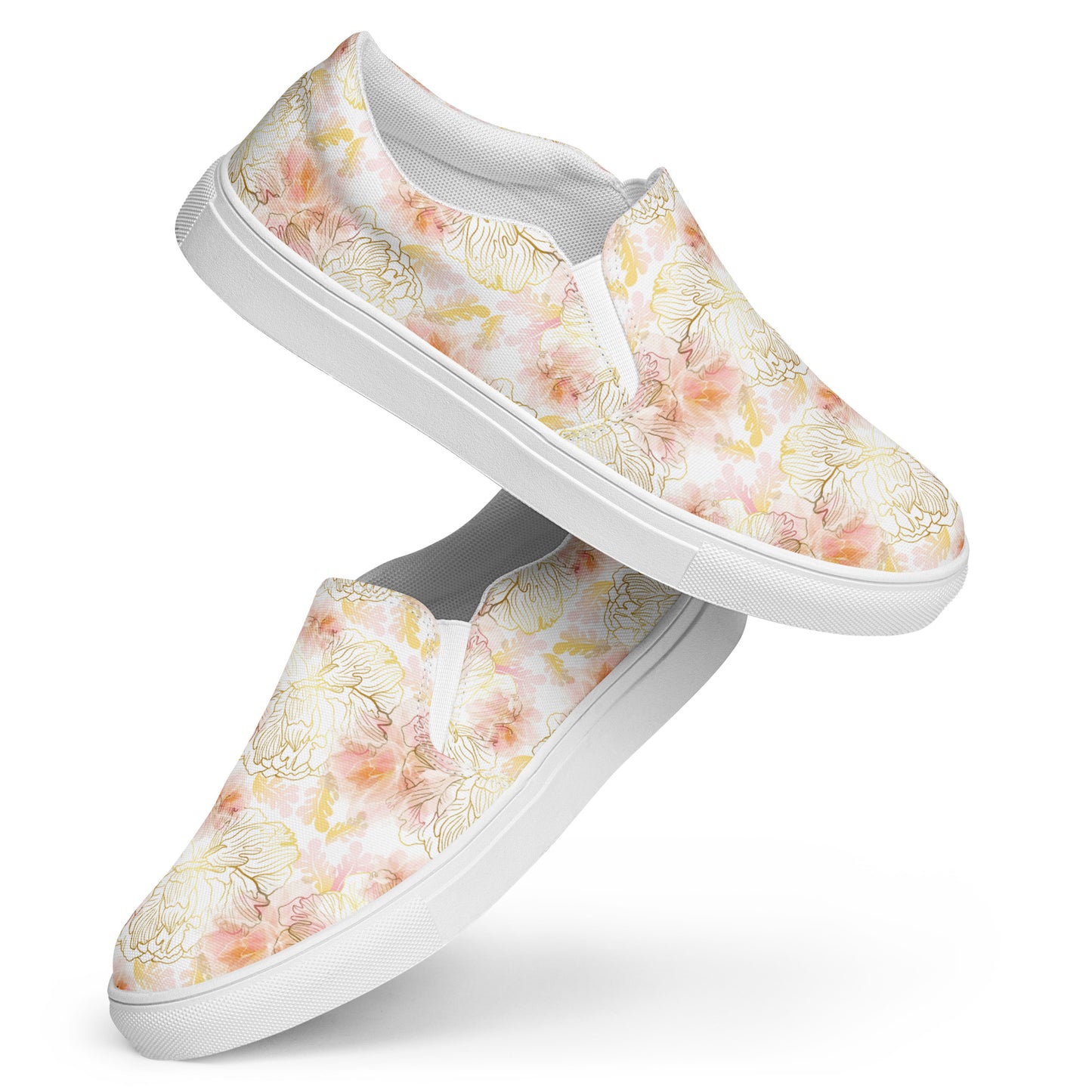 Eden Garden | Women’s Slip-on Canvas Shoes | Pink Peony