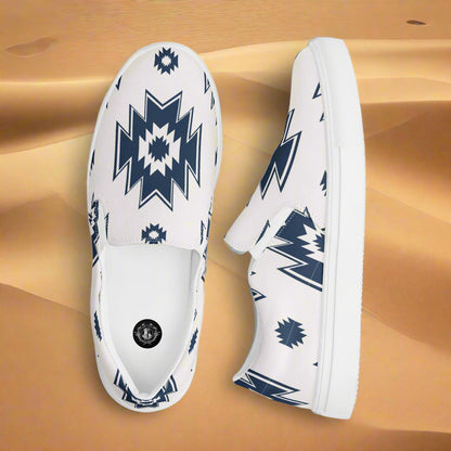 Women’s Southwest Print, Custom Slip-on Canvas Shoes, Native American Geometric Pattern, Genao