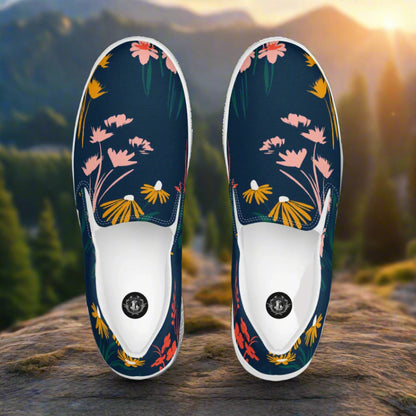 Women’s Custom Floral Print Slip-on Canvas Shoes Coneflowers