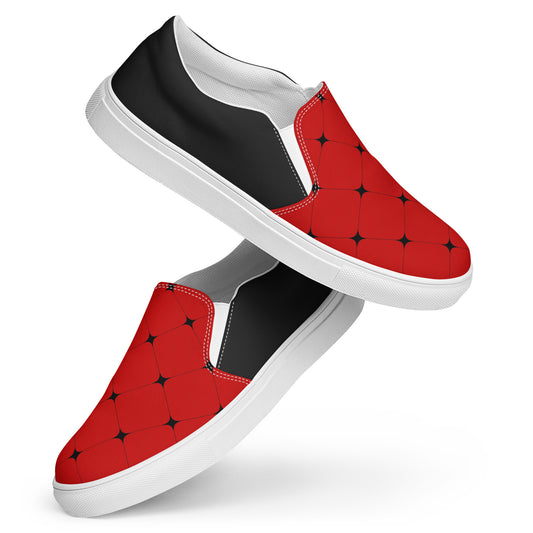 Silk Road | Women’s Slip-on Canvas Shoes | Red Diamond Halftone