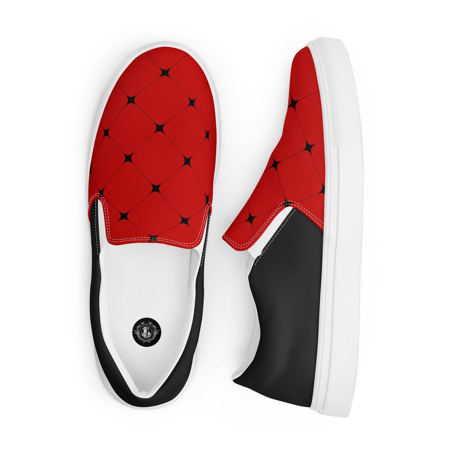 Silk Road | Women’s Slip-on Canvas Shoes | Red Diamond Halftone