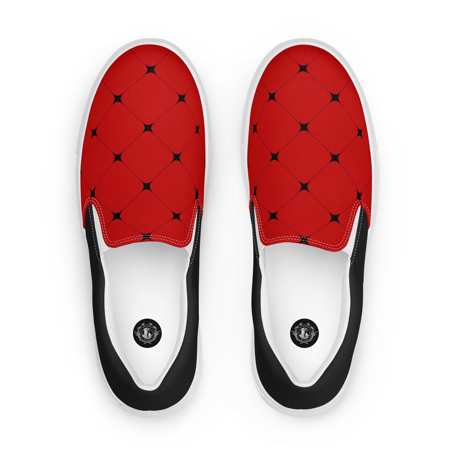 Silk Road | Women’s Slip-on Canvas Shoes | Red Diamond Halftone