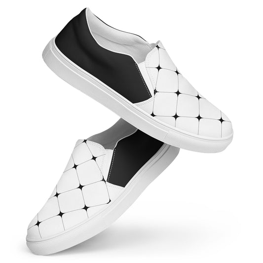 Silk Road | Women’s Slip-on Canvas Shoes | White Diamond Halftone