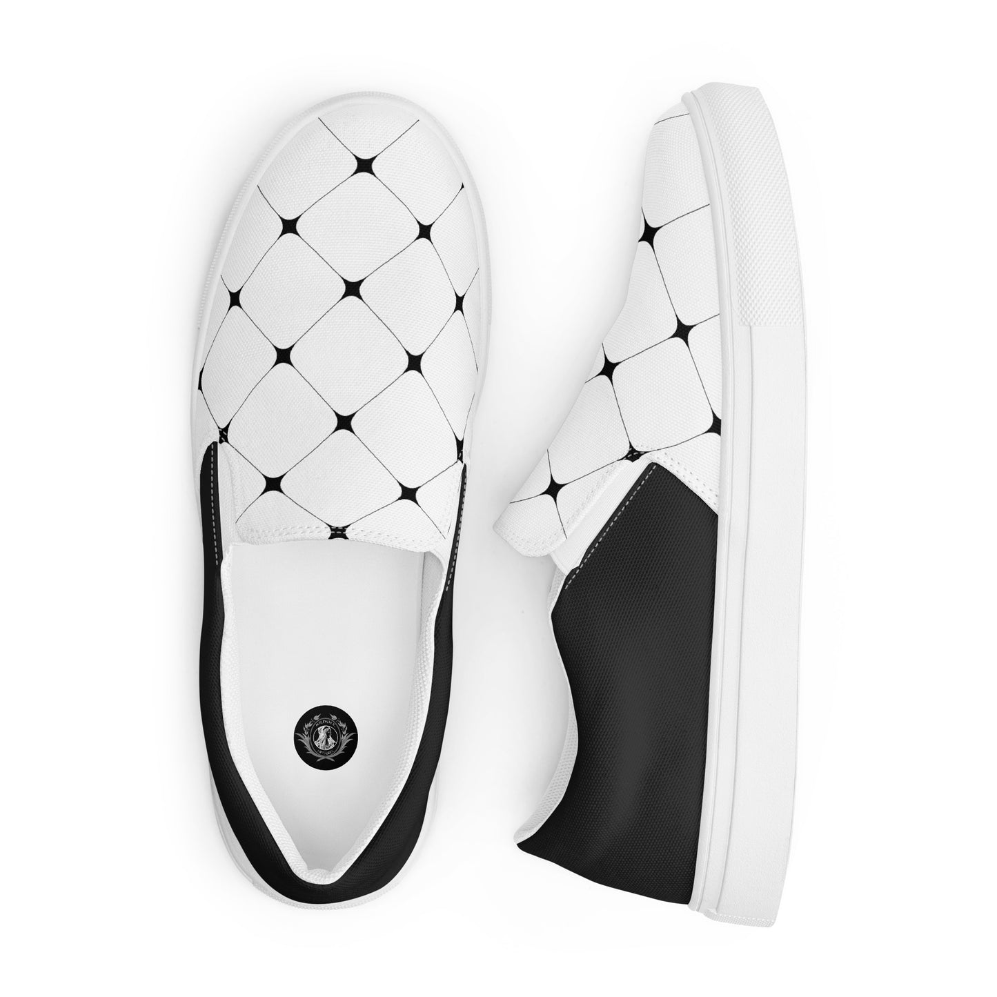 Silk Road | Women’s Slip-on Canvas Shoes | White Diamond Halftone