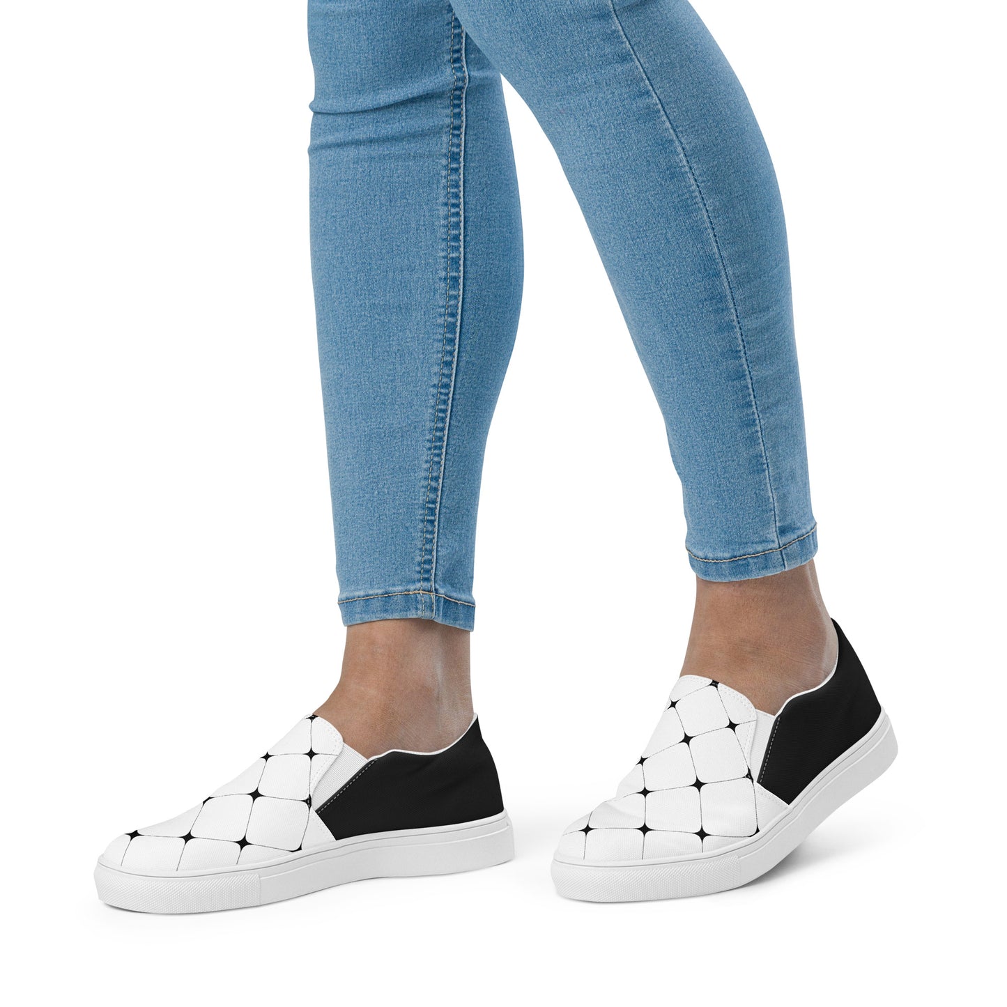 Silk Road | Women’s Slip-on Canvas Shoes | White Diamond Halftone