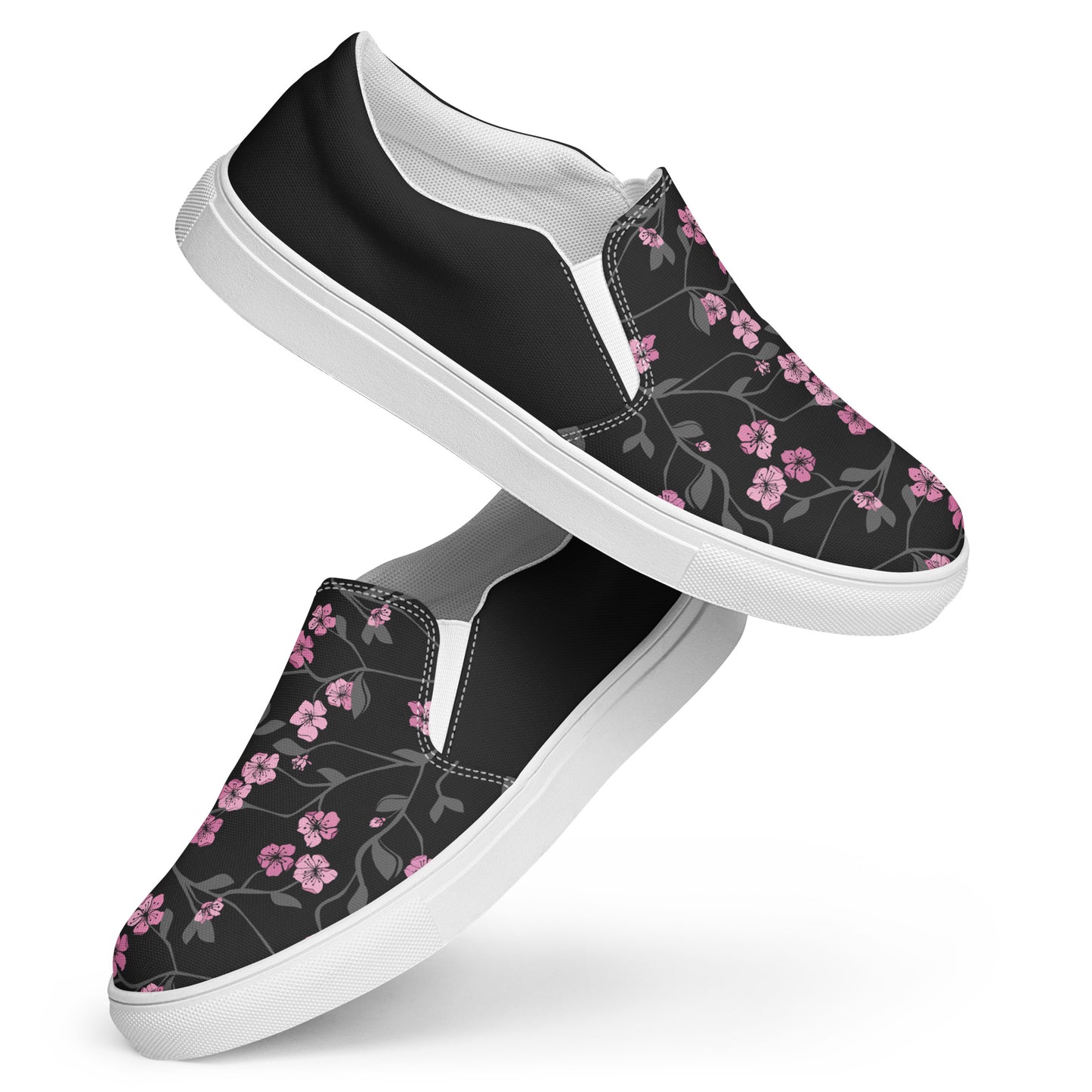 Eden Garden | Women’s Slip-on Canvas Shoes | Black Cherry Halftone