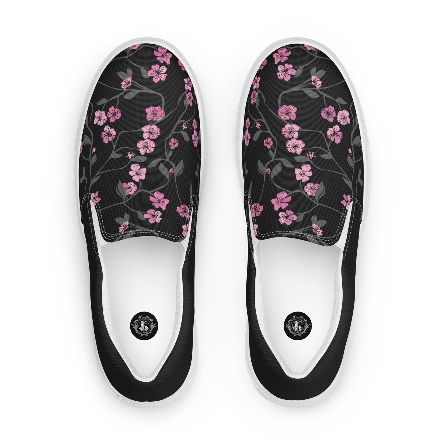 Eden Garden | Women’s Slip-on Canvas Shoes | Black Cherry Halftone