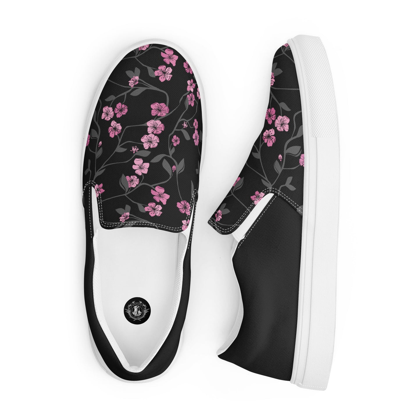 Eden Garden | Women’s Slip-on Canvas Shoes | Black Cherry Halftone