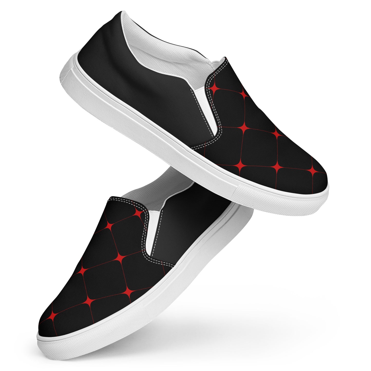 Silk Road | Women’s Slip-on Canvas Shoes | Crimson Diamond Halftone