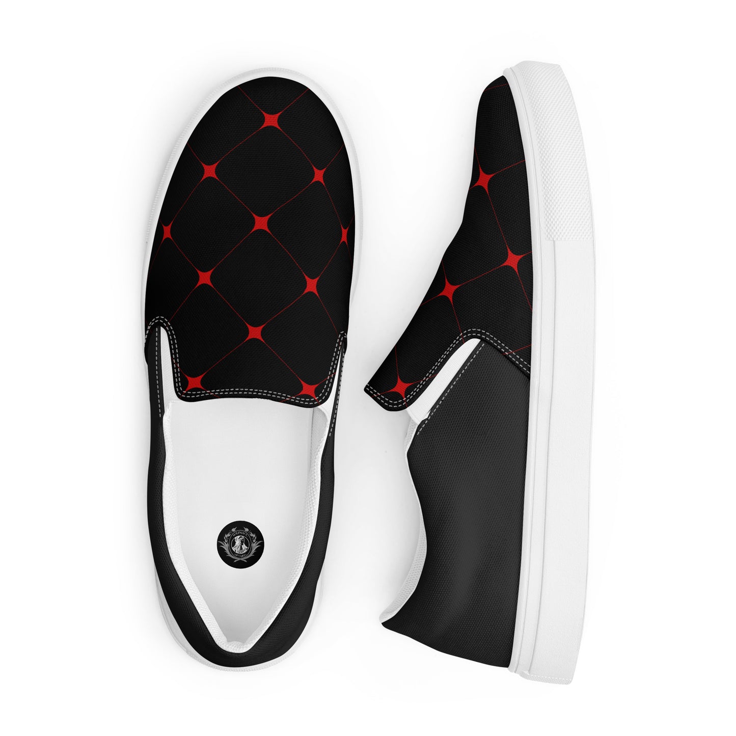 Silk Road | Women’s Slip-on Canvas Shoes | Crimson Diamond Halftone