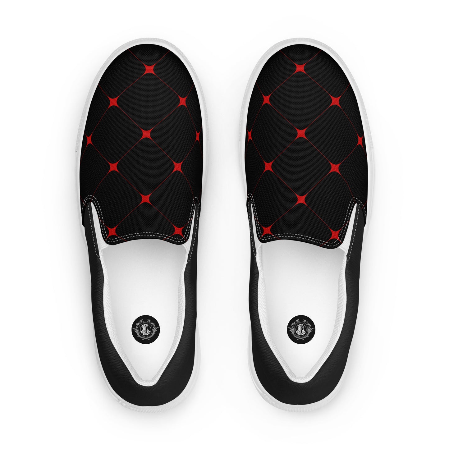 Silk Road | Women’s Slip-on Canvas Shoes | Crimson Diamond Halftone