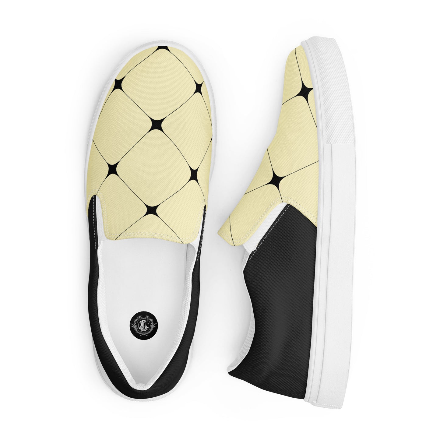 Silk Road | Women’s Slip-on Canvas Shoes | Yellow Diamond Halftone