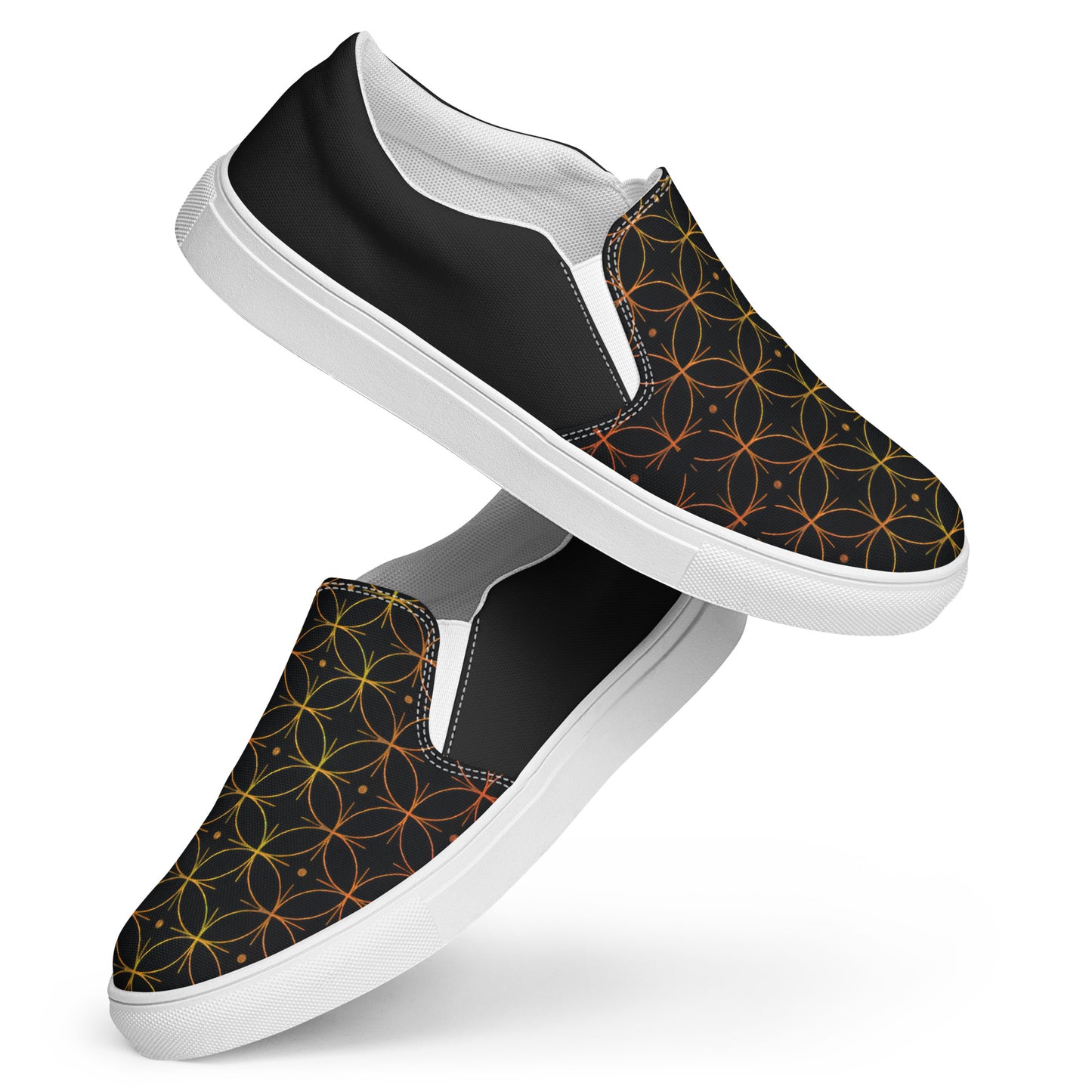 GeoMetro | Women’s Slip-on Canvas Shoes | Luna Black Halftone