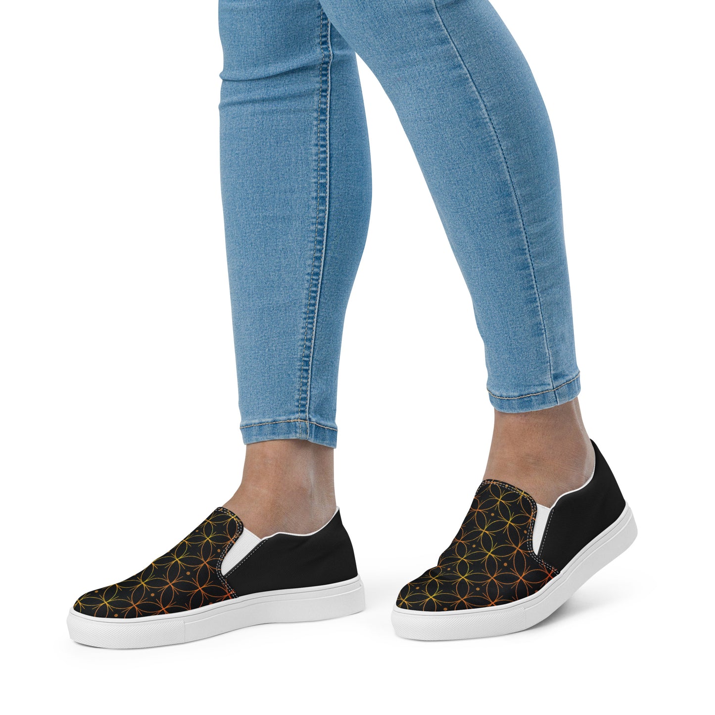 GeoMetro | Women’s Slip-on Canvas Shoes | Luna Black Halftone