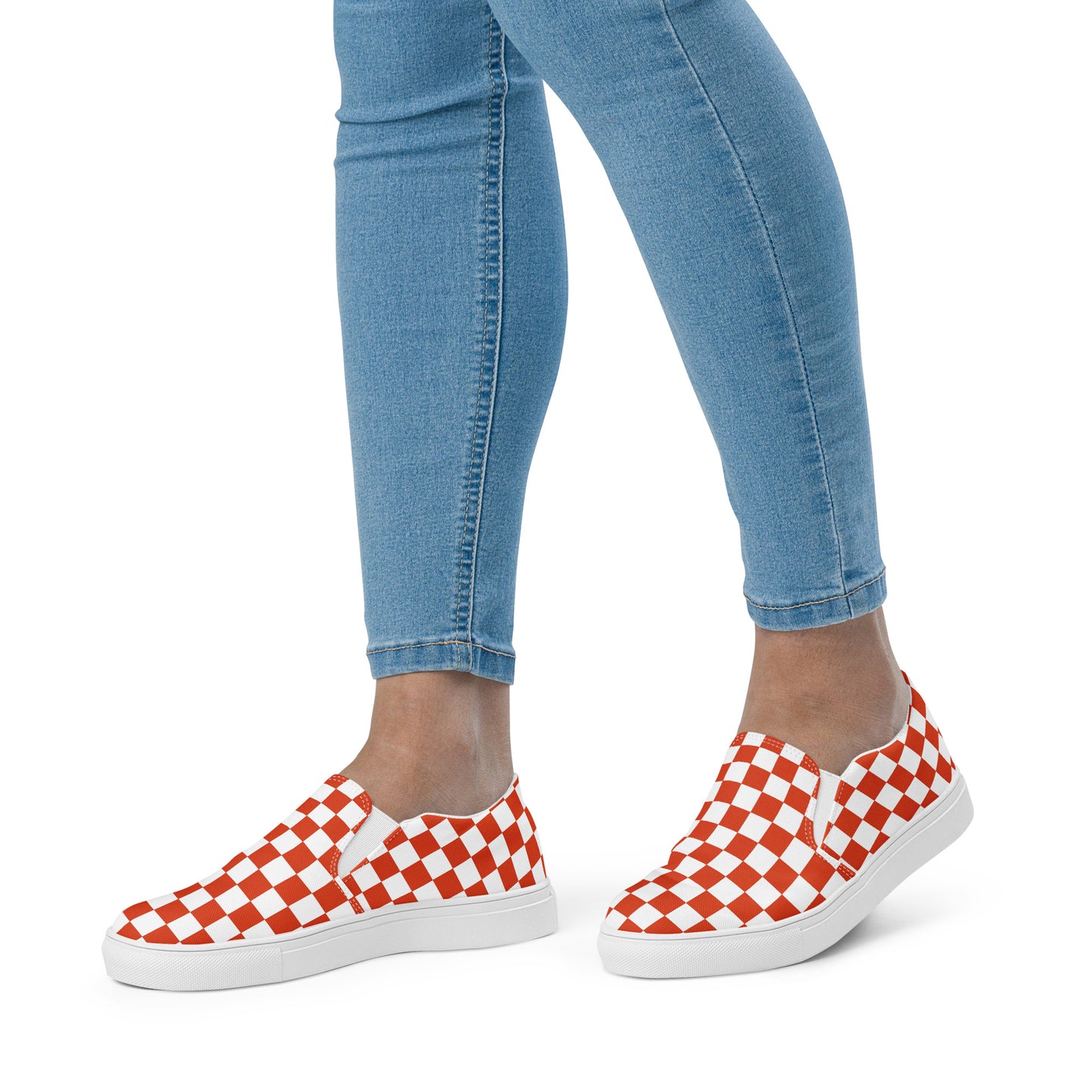 GeoMetro | Women’s Slip-on Canvas Shoes | Red Chex