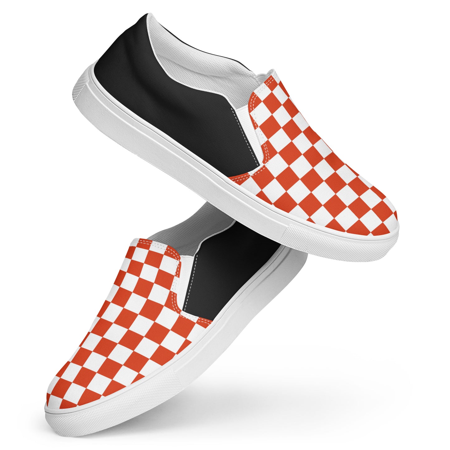 GeoMetro | Women’s Slip-on Canvas Shoes | Red Chex Halftone