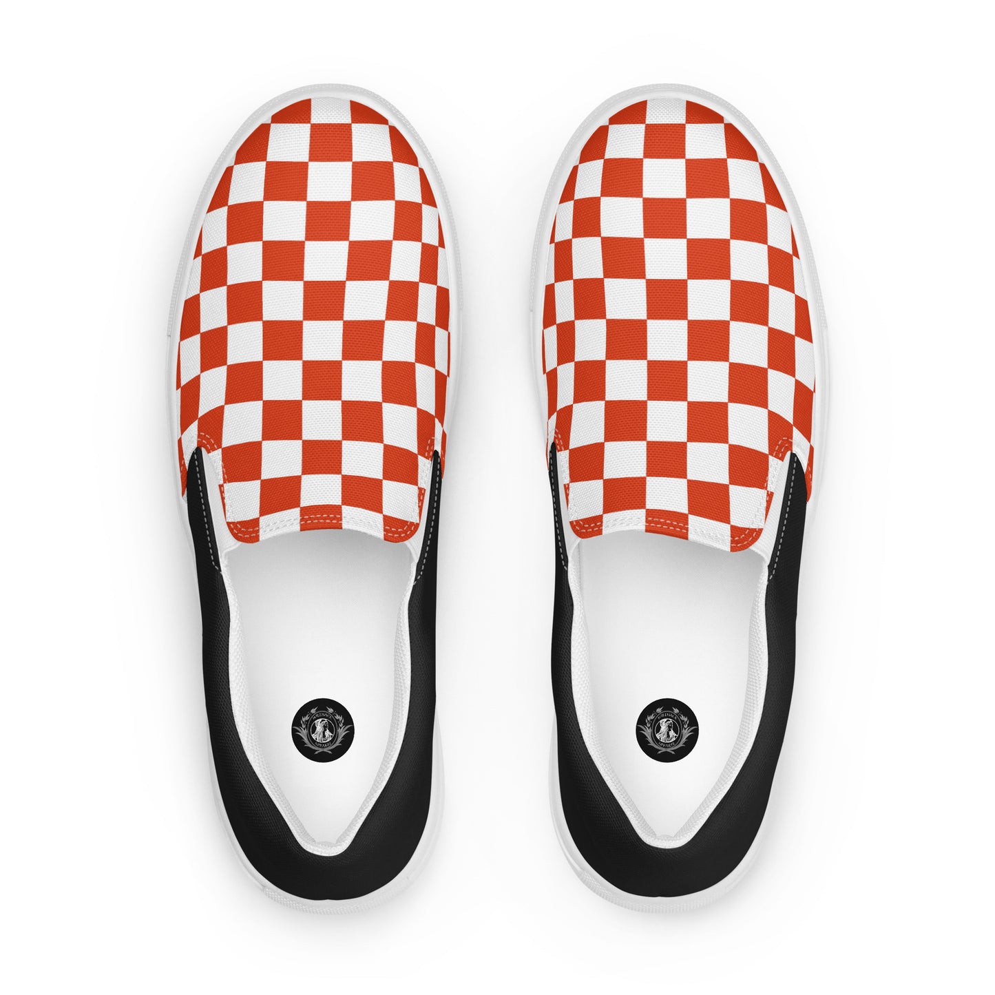 GeoMetro | Women’s Slip-on Canvas Shoes | Red Chex Halftone