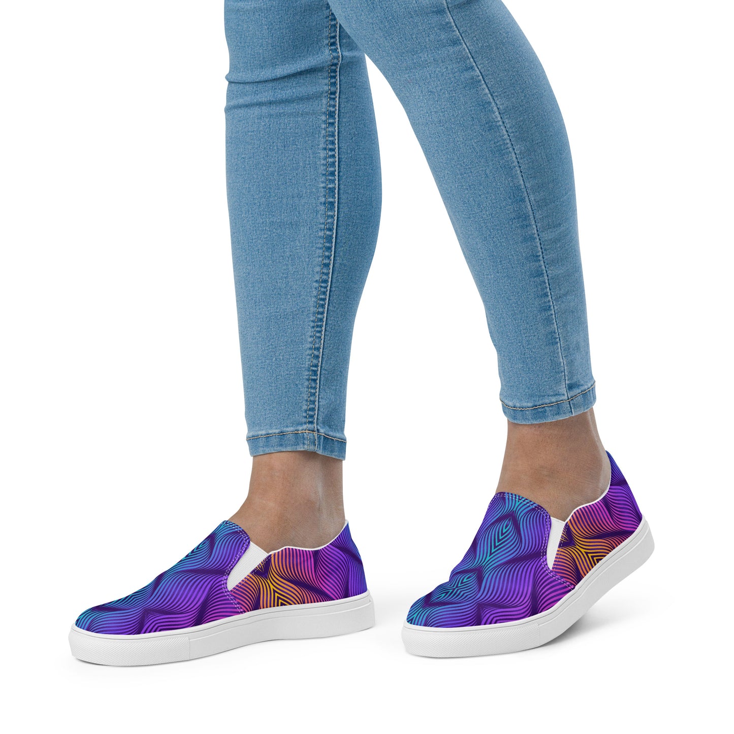 GeoMetro | Women’s Slip-on Canvas Shoes | Skater Blue