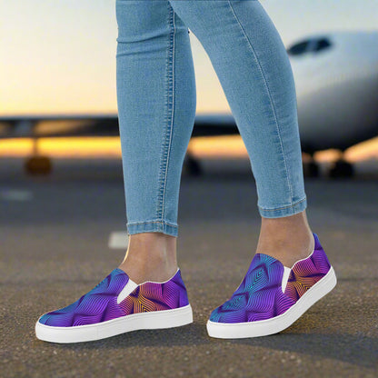 Women’s Custom Slip-on Canvas Shoes, Streetwear Styled, Skater Blue