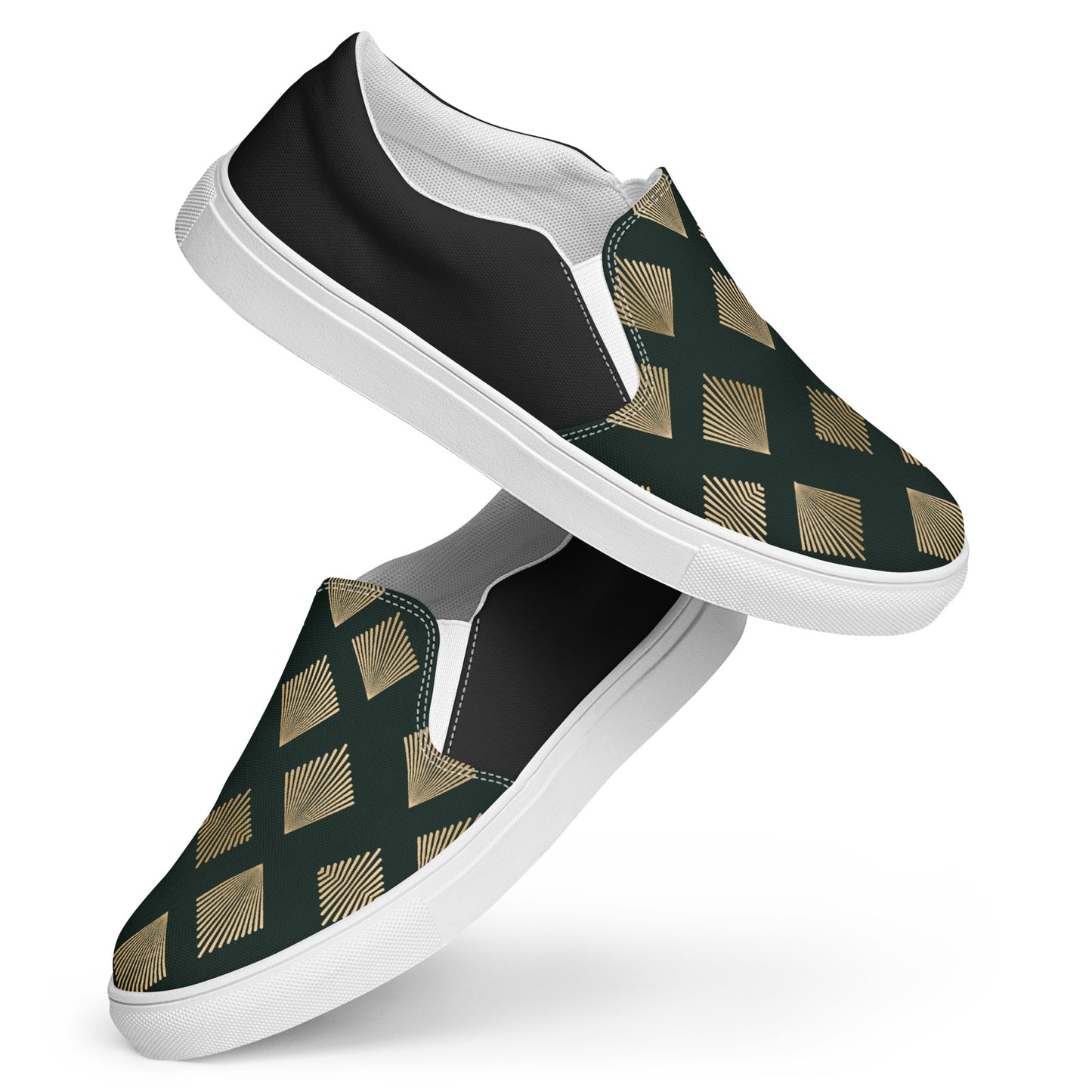 GeoMetro | Women’s Slip-on Canvas Shoes | Deco Diamond Halftone