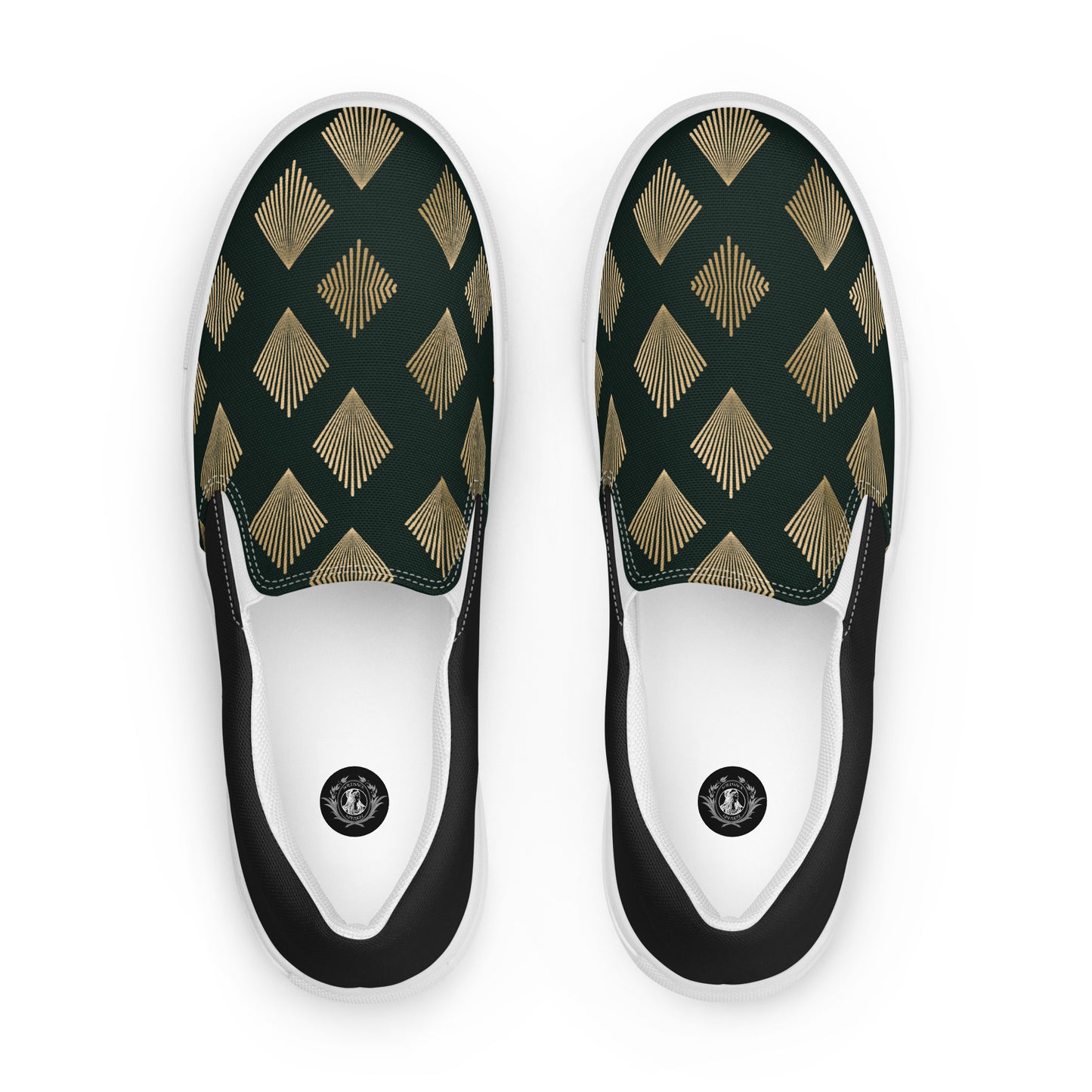 GeoMetro | Women’s Slip-on Canvas Shoes | Deco Diamond Halftone