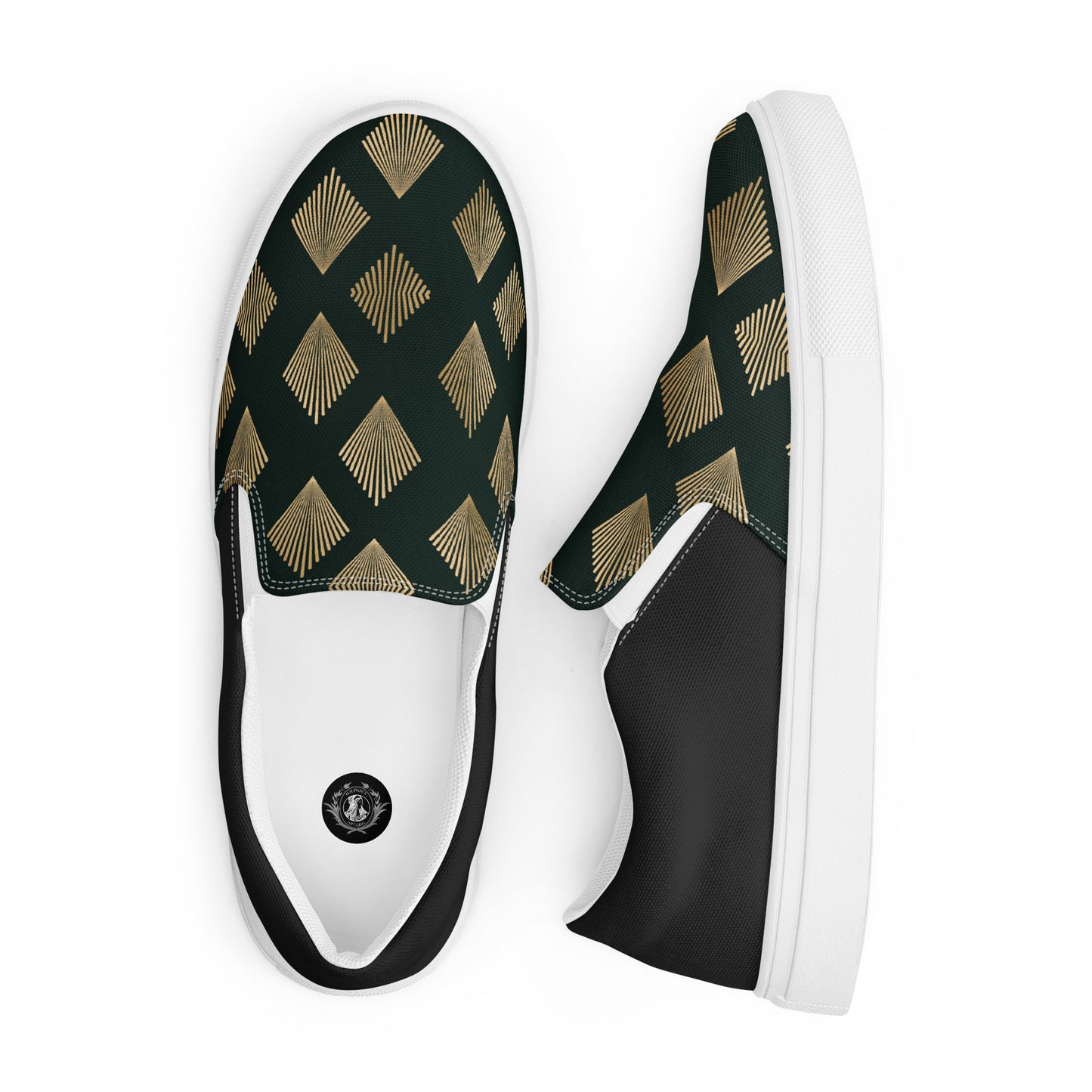 GeoMetro | Women’s Slip-on Canvas Shoes | Deco Diamond Halftone