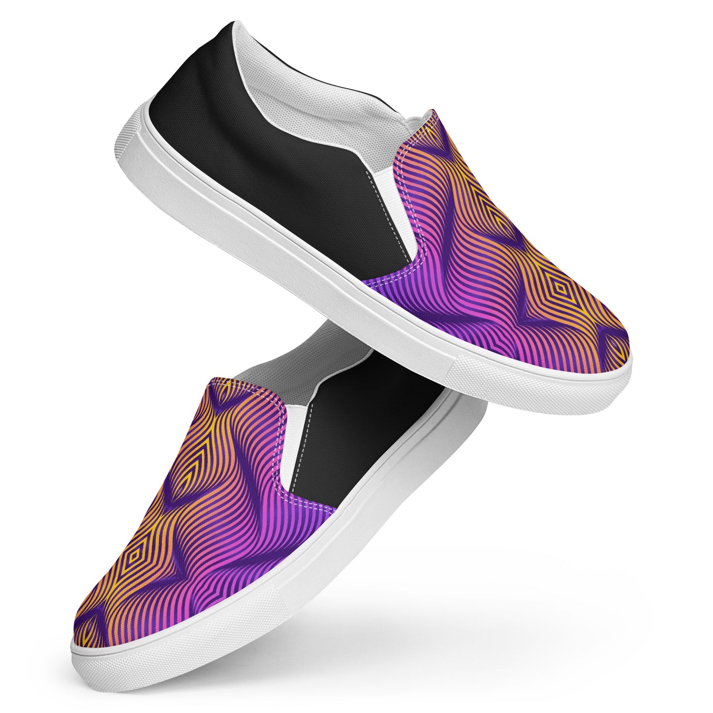 GeoMetro | Women’s Slip-on Canvas Shoes | Skater Orange Halftone