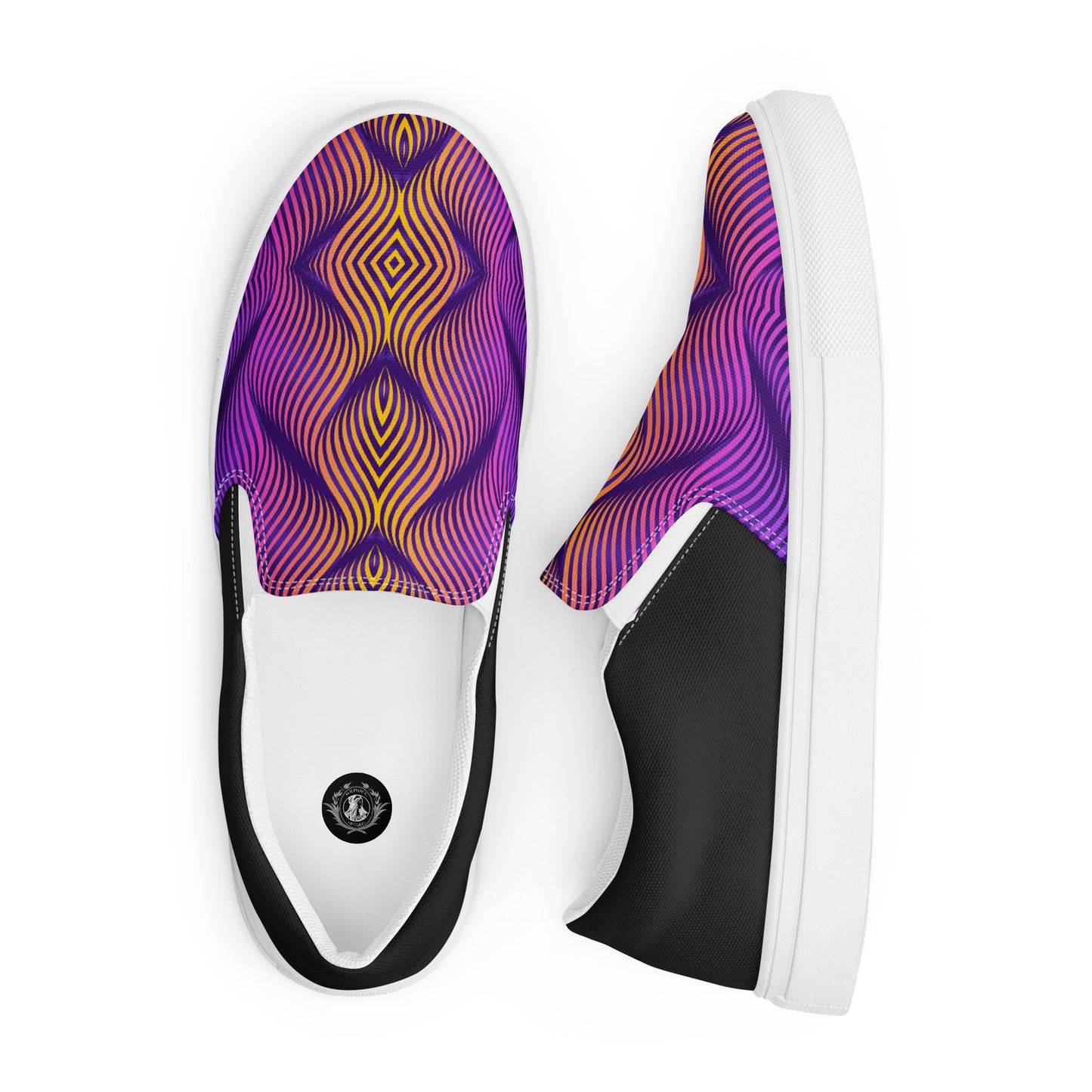 GeoMetro | Women’s Slip-on Canvas Shoes | Skater Orange Halftone