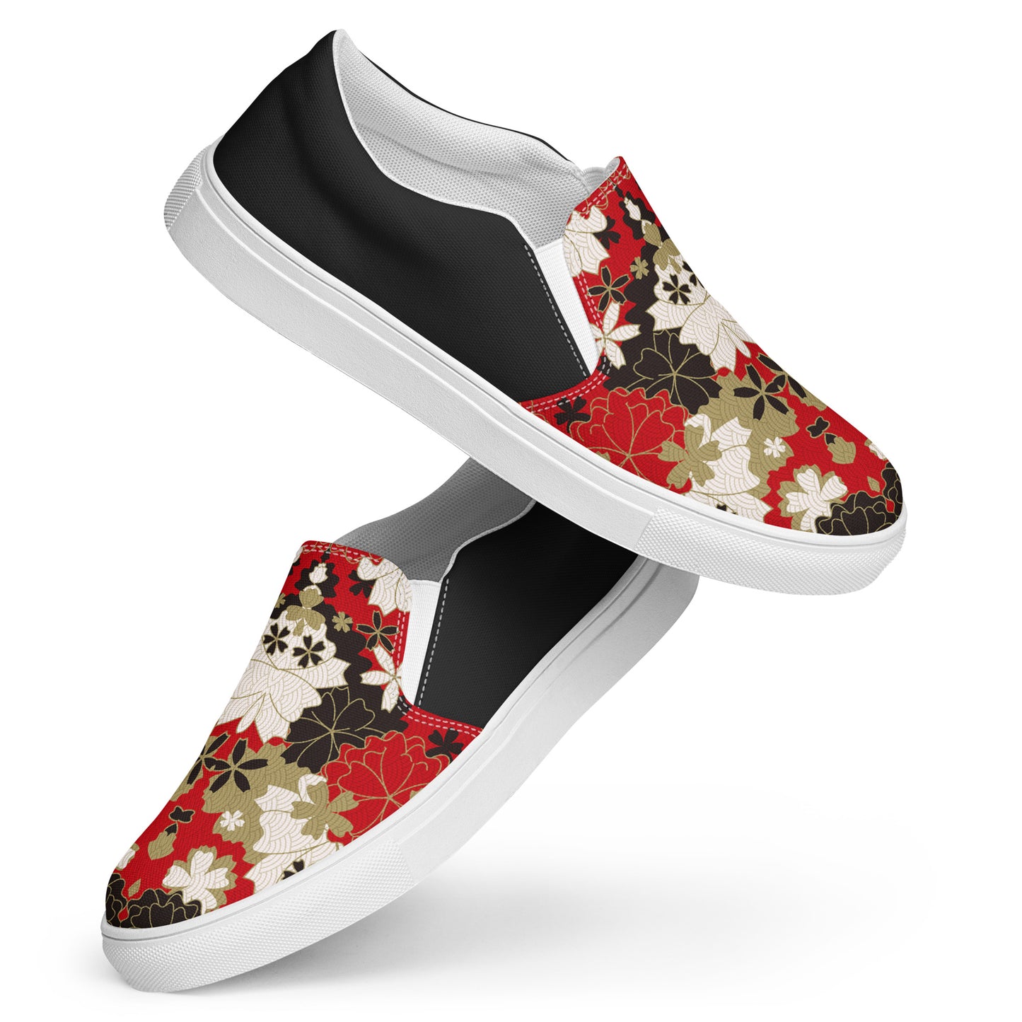 Silk Road | Women’s Slip-on Canvas Shoes | Black Lotus Halftone