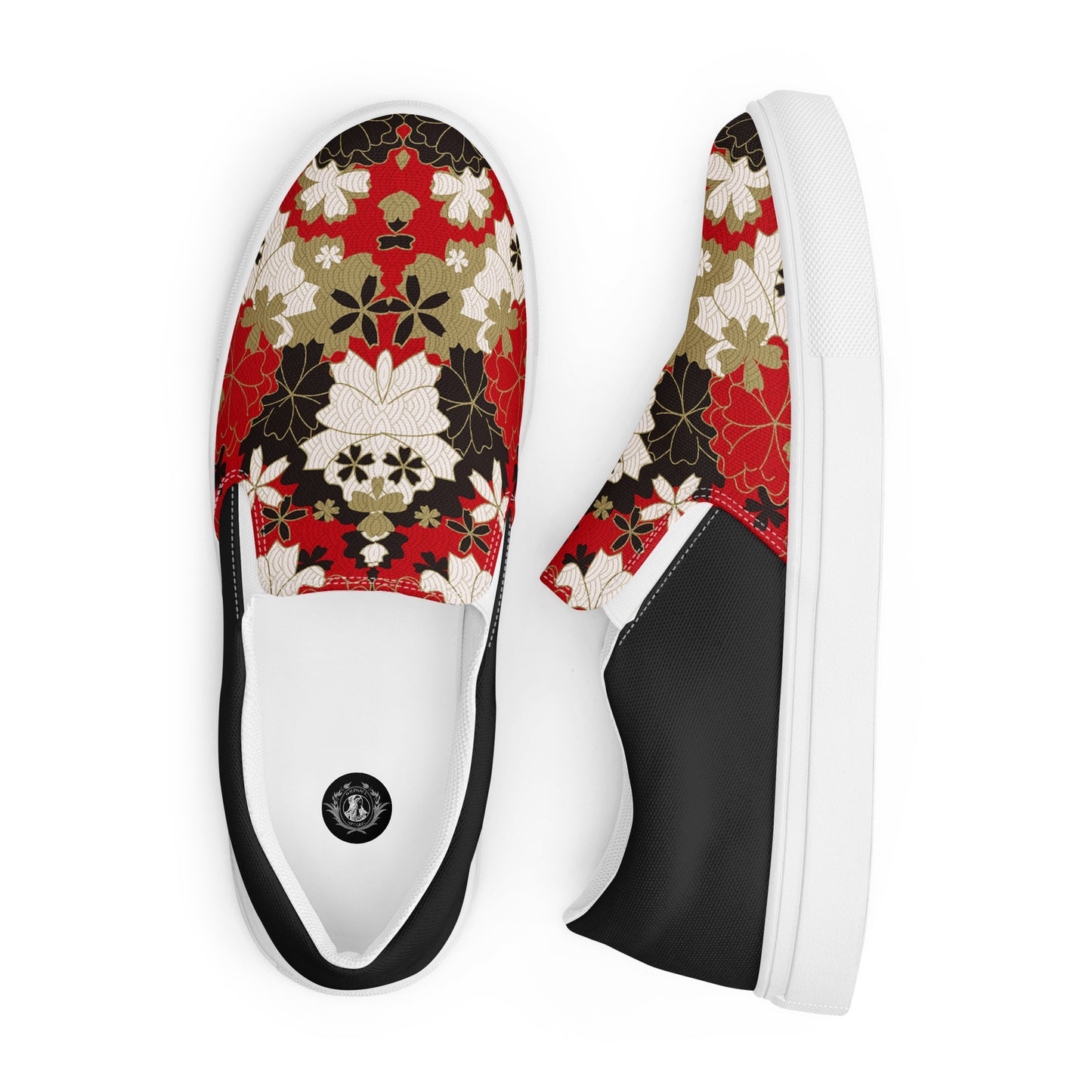 Silk Road | Women’s Slip-on Canvas Shoes | Black Lotus Halftone