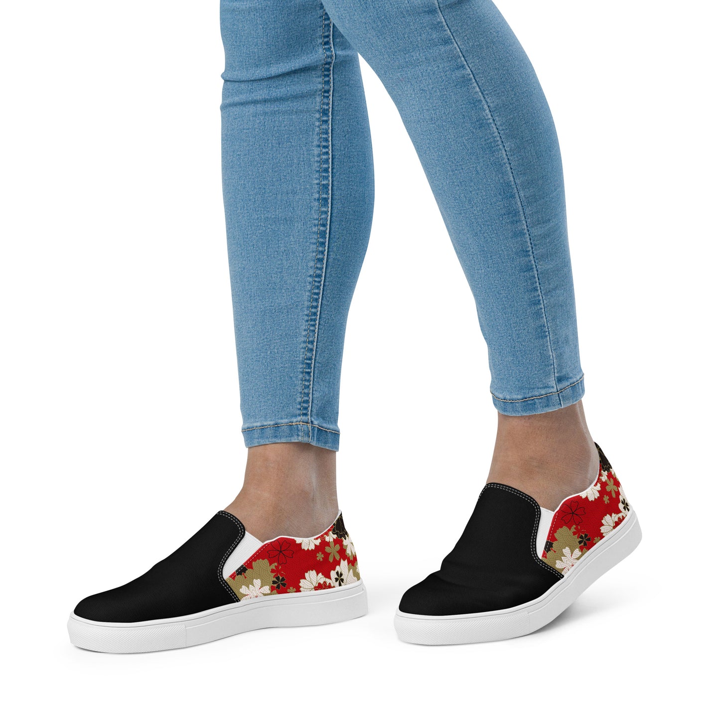 Silk Road | Women’s Slip-on Canvas Shoes | Black Lotus 2Tone