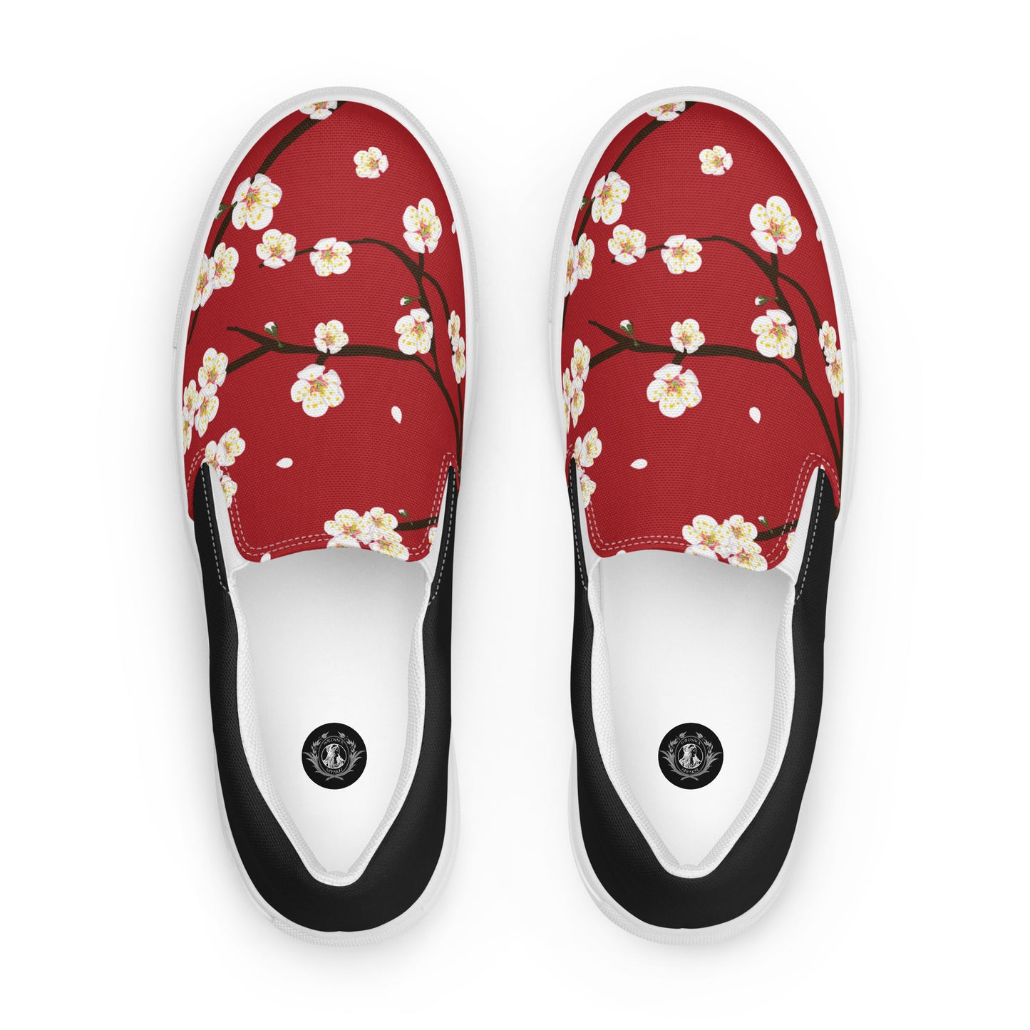 Silk Road | Women’s Slip-on Canvas Shoes | Red Blossom Halftone