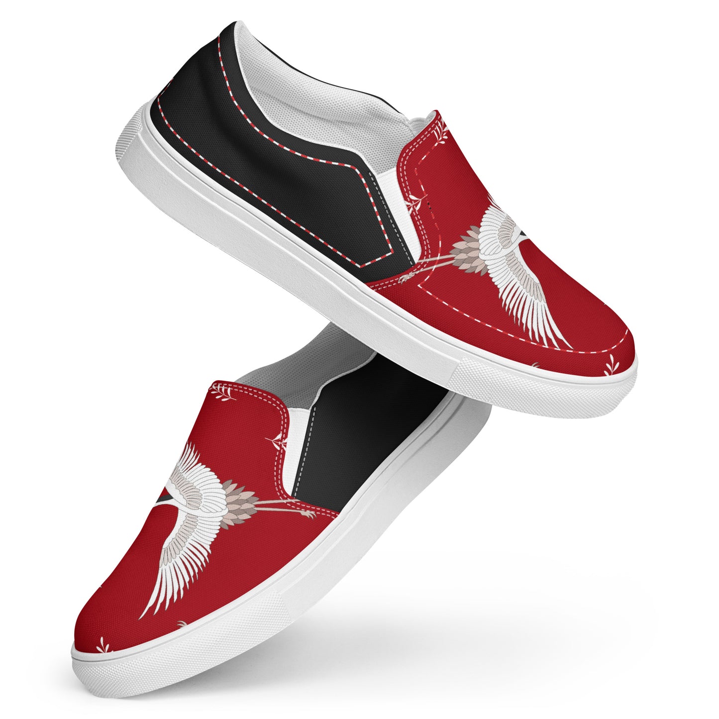 Silk Road | Women’s Slip-on Canvas Shoes | Red Crane Halftone