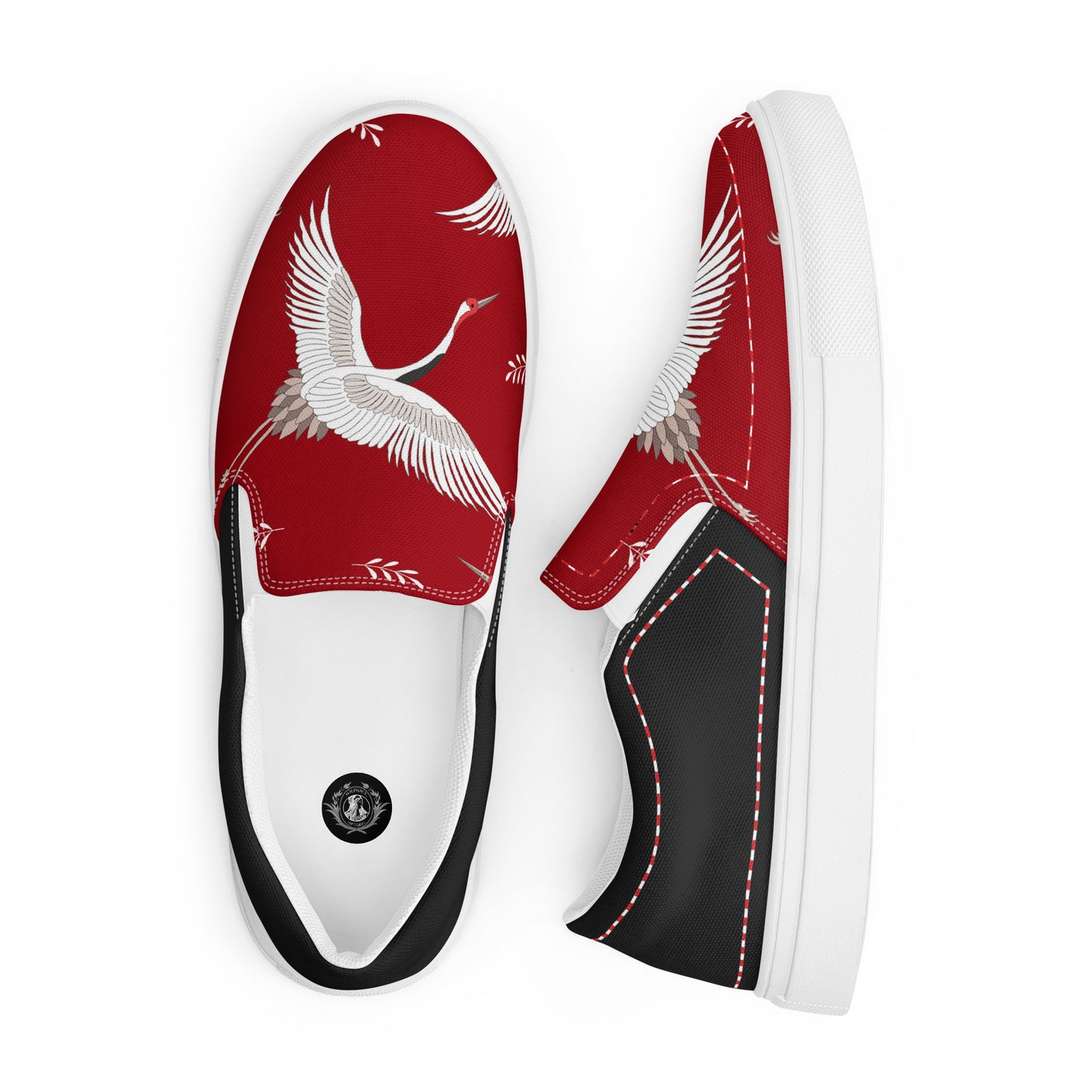 Silk Road | Women’s Slip-on Canvas Shoes | Red Crane Halftone